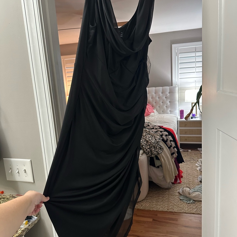 ASOS Black Draped Midi Dress